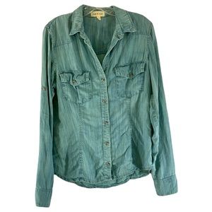 CLOTH AND STONE Blue Button Up Shirt size L